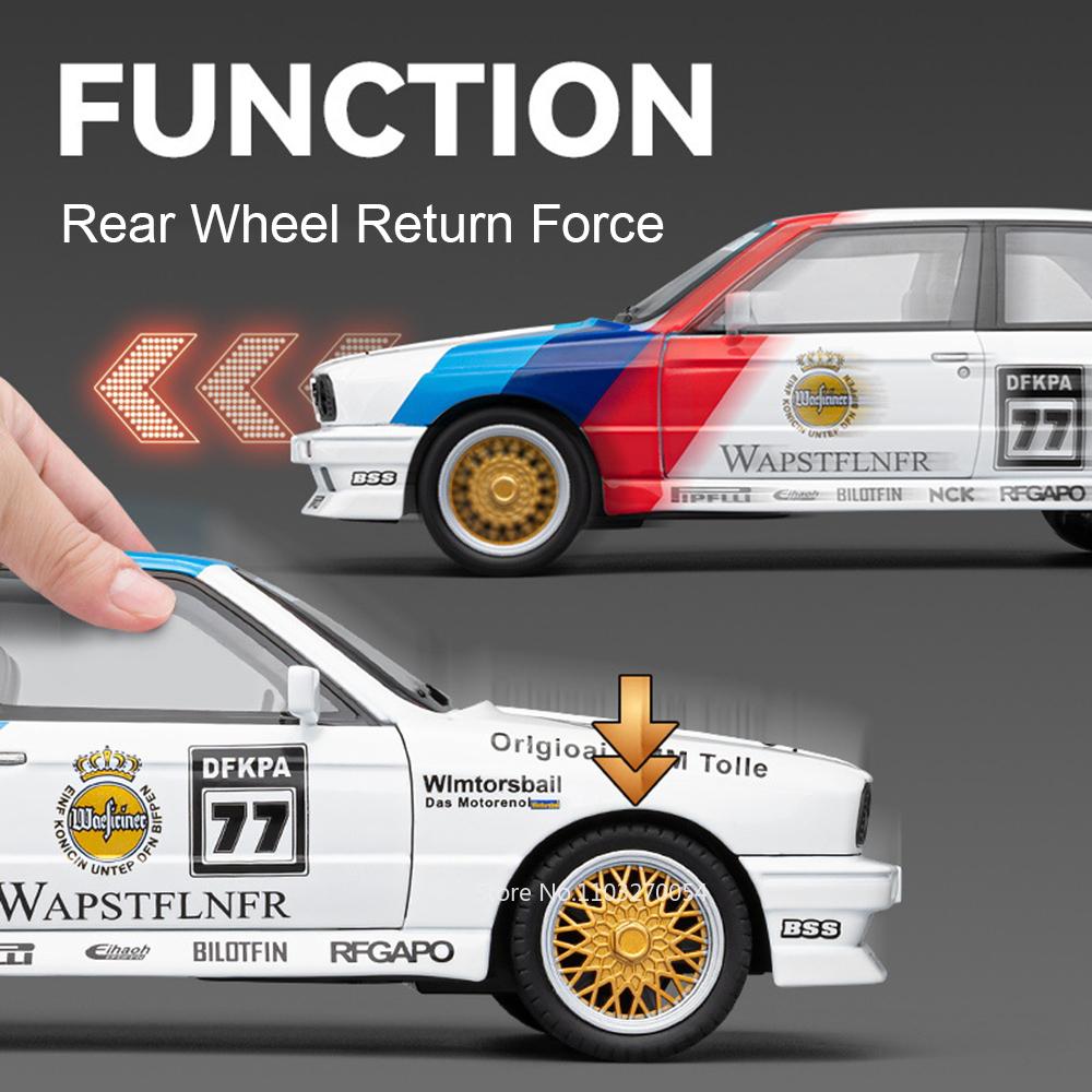 1:24 M3 Gtr M4 Сплав Миниатюрная Модель Игрушка Литые Машинки Рулевое Управление Передним Колесом Открывающиеся Двери Звук Свет Коллекционные Модели Для Мальчика Подарки