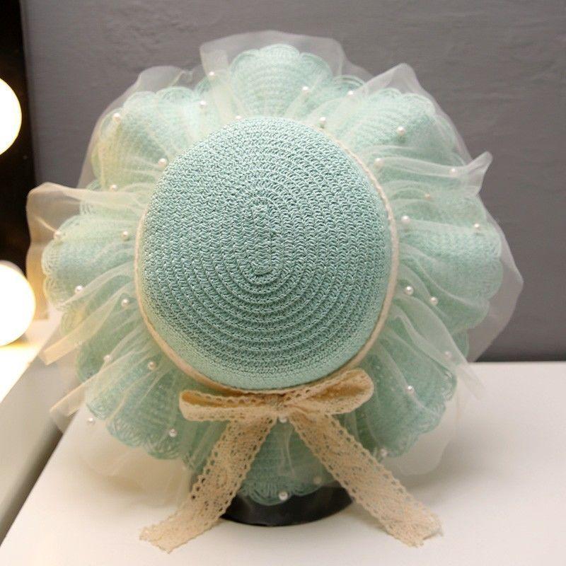 Детская солнцезащитная шляпа, летняя солнцезащитная шляпа для девочек, женская кружевная шляпа принцессы на пляже