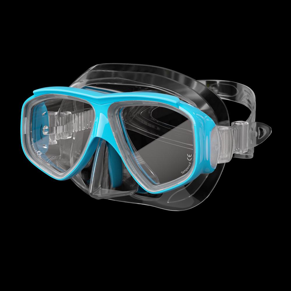 Custom Professional Snorkeling & Diving Goggles Silicone + PC Material 2 Windows Universal Fit
