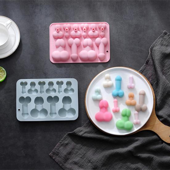 Silicone Mold 10-Cavity Non-stick Heat-resistant Quick To Demold Toughness Cake Decoration 2 Sizes Shapes Unique Man-featured Pastry