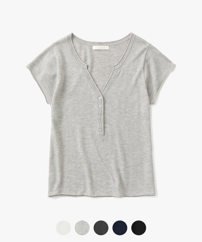 SUARE WOMEN Cotton Modal Henley Neck Knit - 5 Colors