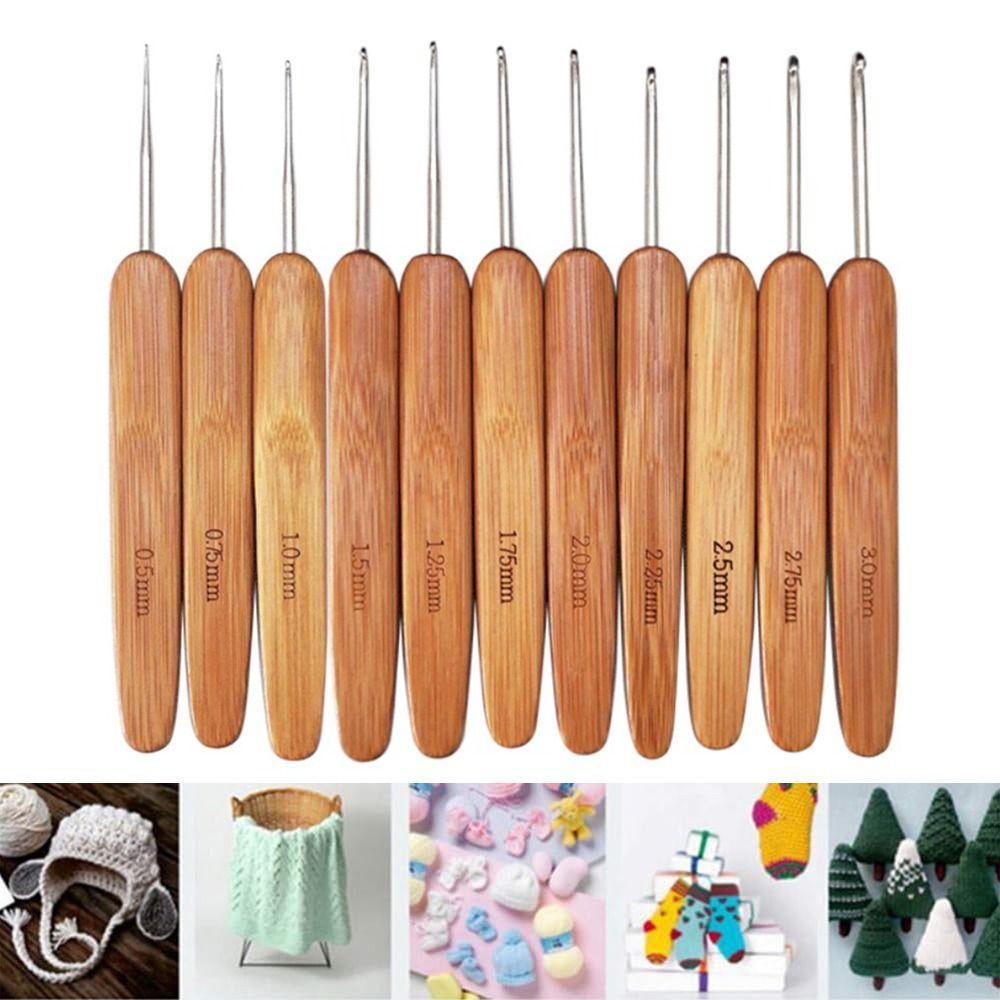 Bamboo Wooden Crochet Hooks Small Size Knitting Needles Handicraft Yarn Weave Tool Hand Weave Tool