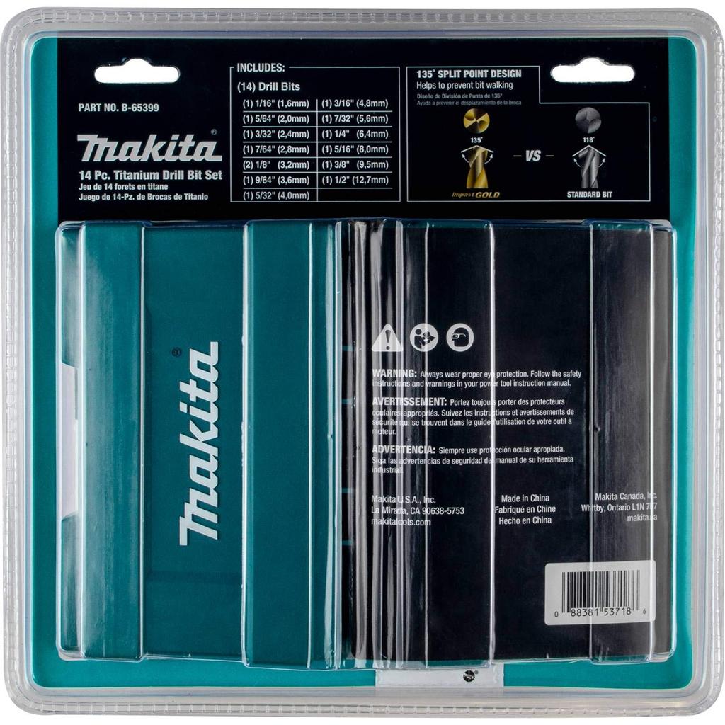 Makita Bit Set Titanium Drill Impact Gold 14 Piece Set American Specification B-65399