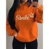 Smile Font Language Butterfly Pattern Hoody For Women Sport Pocket Clothing Cute Multicolor Streetwear Autumn Fashion Hoodies