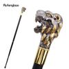 Golden Black Lion Head with Mustache Fashion Walking Stick Decorative Vintage Fashionable Walking Cane Crosier 93cm