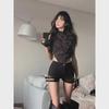 Черные эластичные шорты с высокой талией для танцев и езды на мотоцикле - женские летние панк-стили