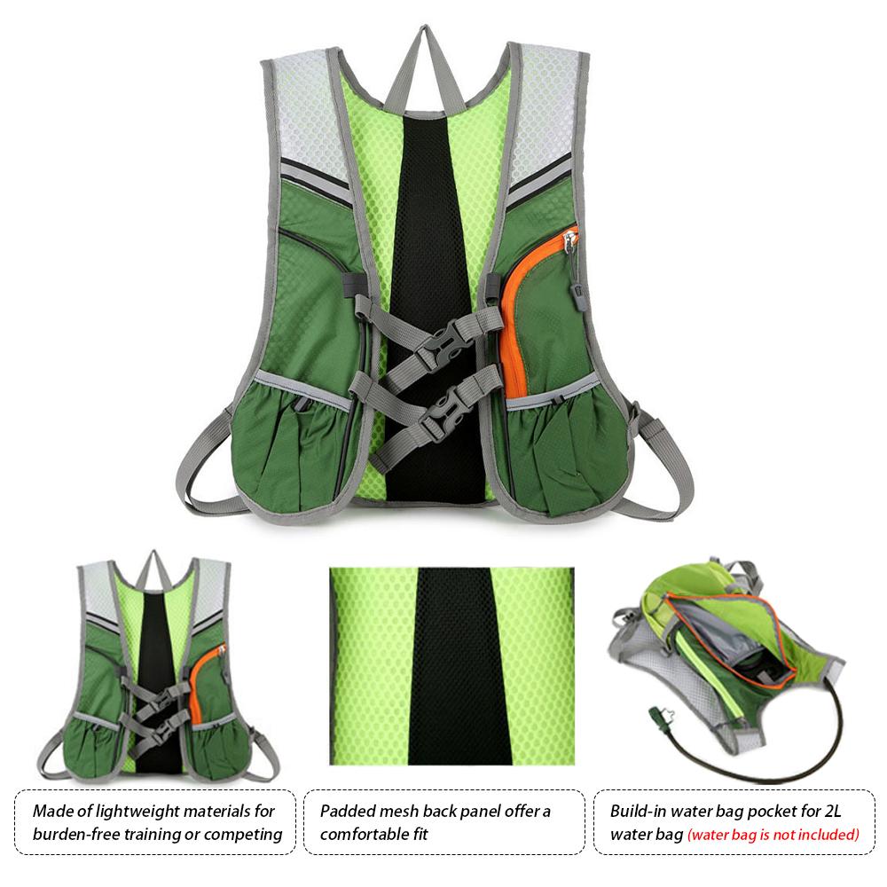Breathable Hydration Backpack Nylon Reflective Water Bladder Backpack for Hiking Running Cycling