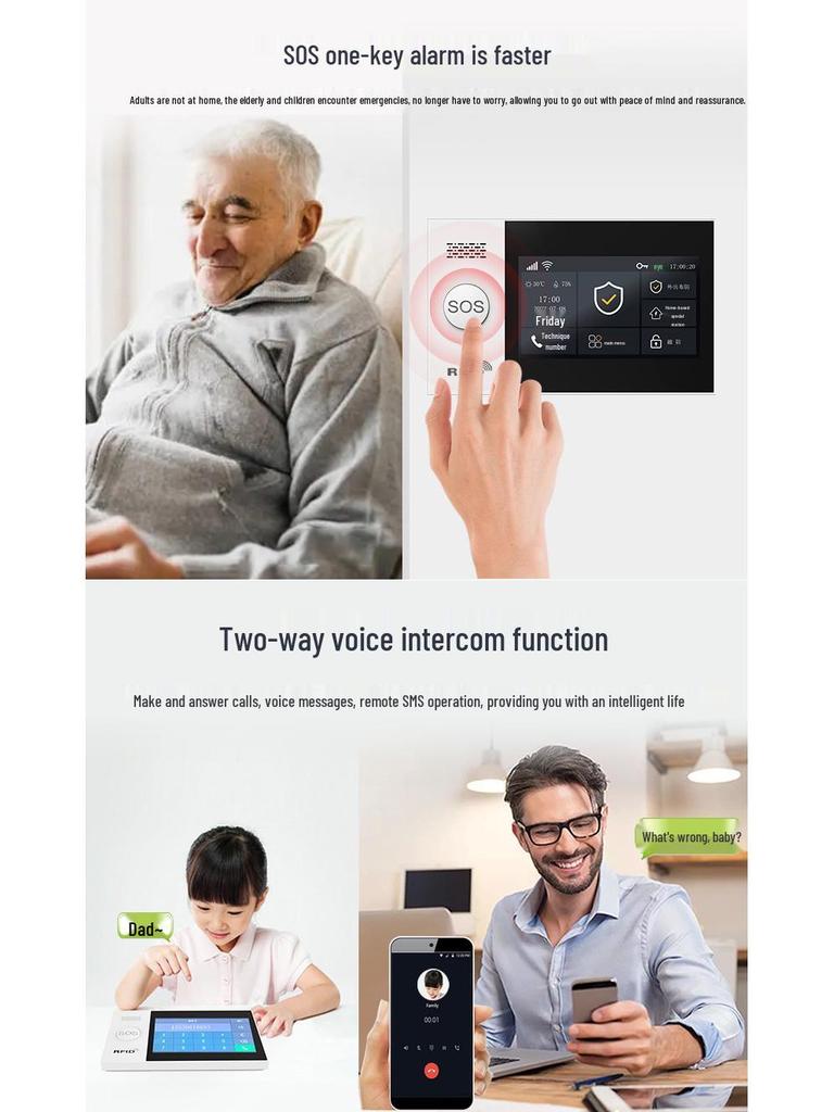 Tuya Dual Network WiFi+4G Alarm System with 4.3" Touchscreen