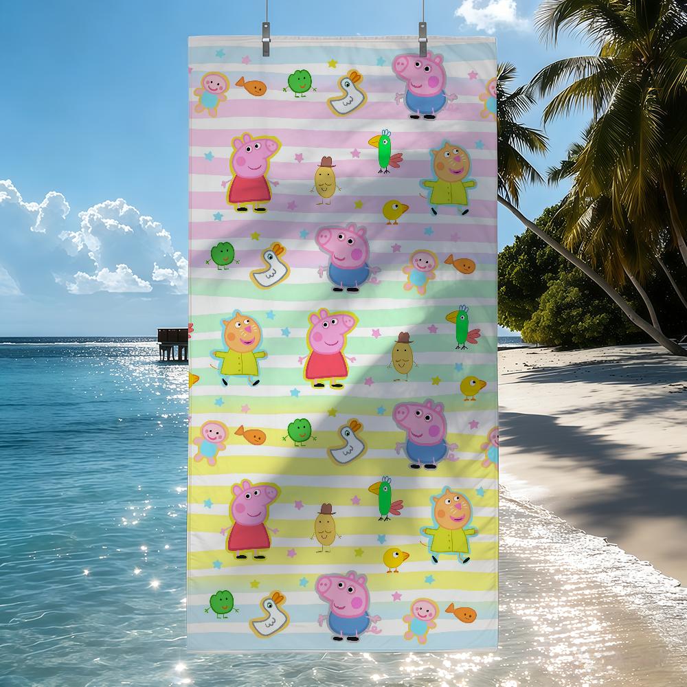 HB Cartoon P-Peppa P-Pig Towel Quick Drying Beach Towels Are Suitable For Swimming Pools Camping Yoga And The Gym