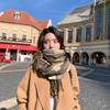 Клетчатый зимний шарф для женщин - шаль с кисточками в корейском стиле из искусственного кашемира