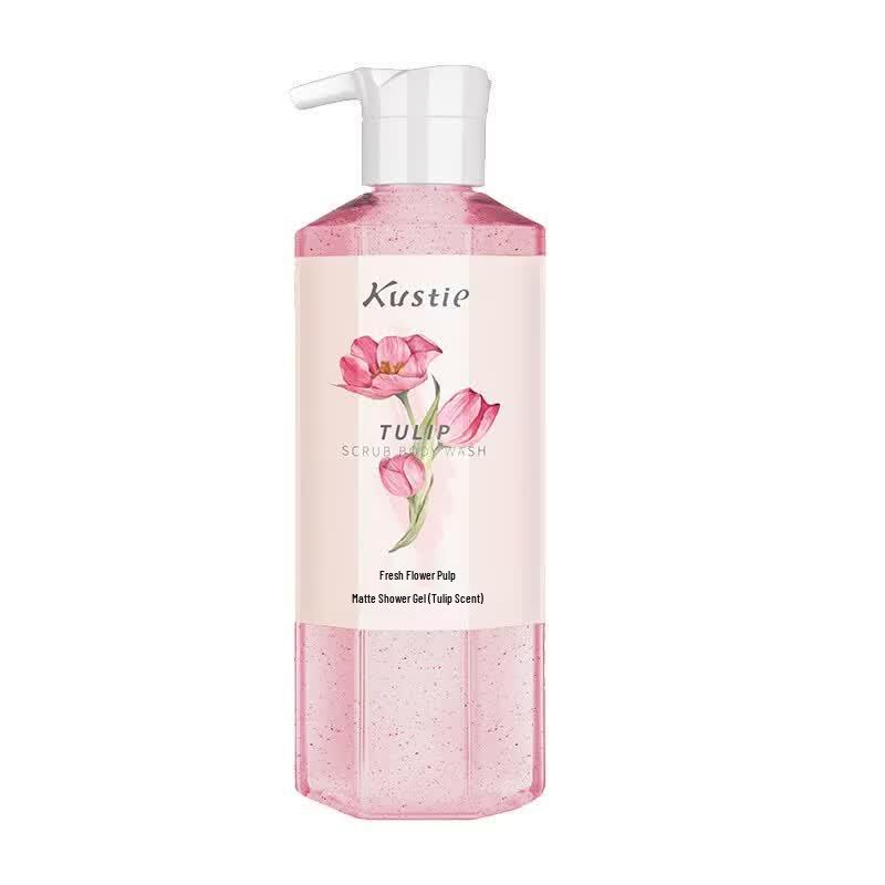 Kustie Tulip Fragrance Flower Pulp Scrub Shower Gel