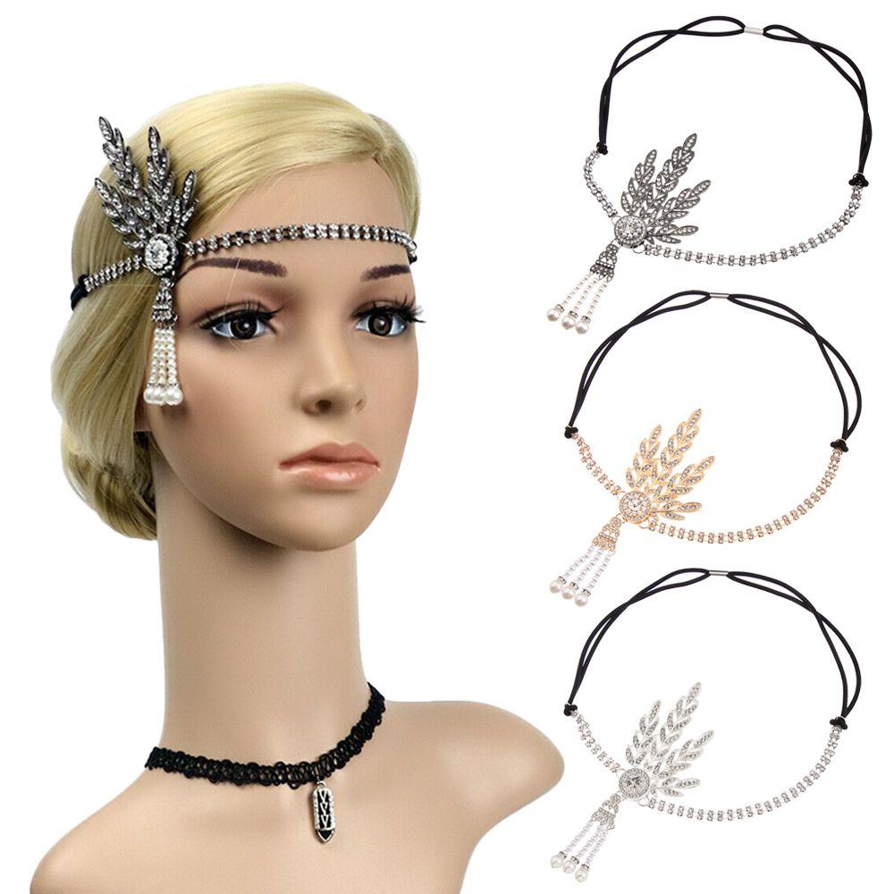 Качественный Элегантный Диадема с Бриллиантами Гэтсби Флэппер Платье Аксессуары Жемчужная Повязка на Голову Свадебное Украшение для Головы