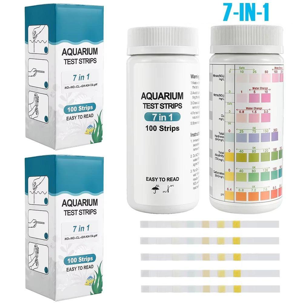 100Pcs 7 In 1 Aquarium Test Strips Multi-function Easy To Use Water Quality Test Strips Fish Tank Test Kit