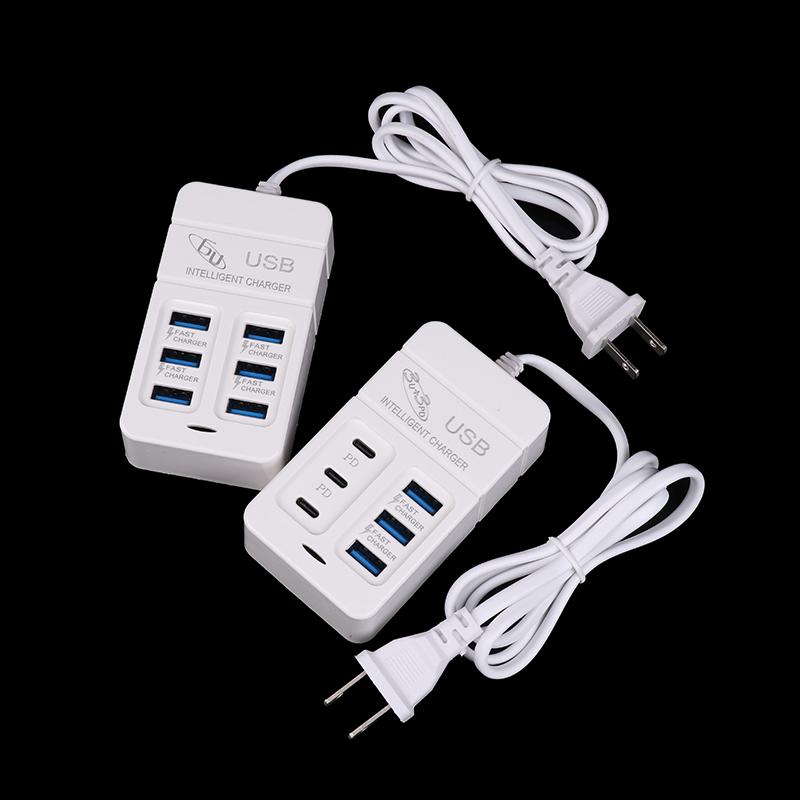 1 шт., многопортовое зарядное устройство Us Plug 6 портов, 35 Вт, Pd Type-C, быстрая зарядка мобильного телефона, настенные зарядные устройства, USB-концентратор TypeC