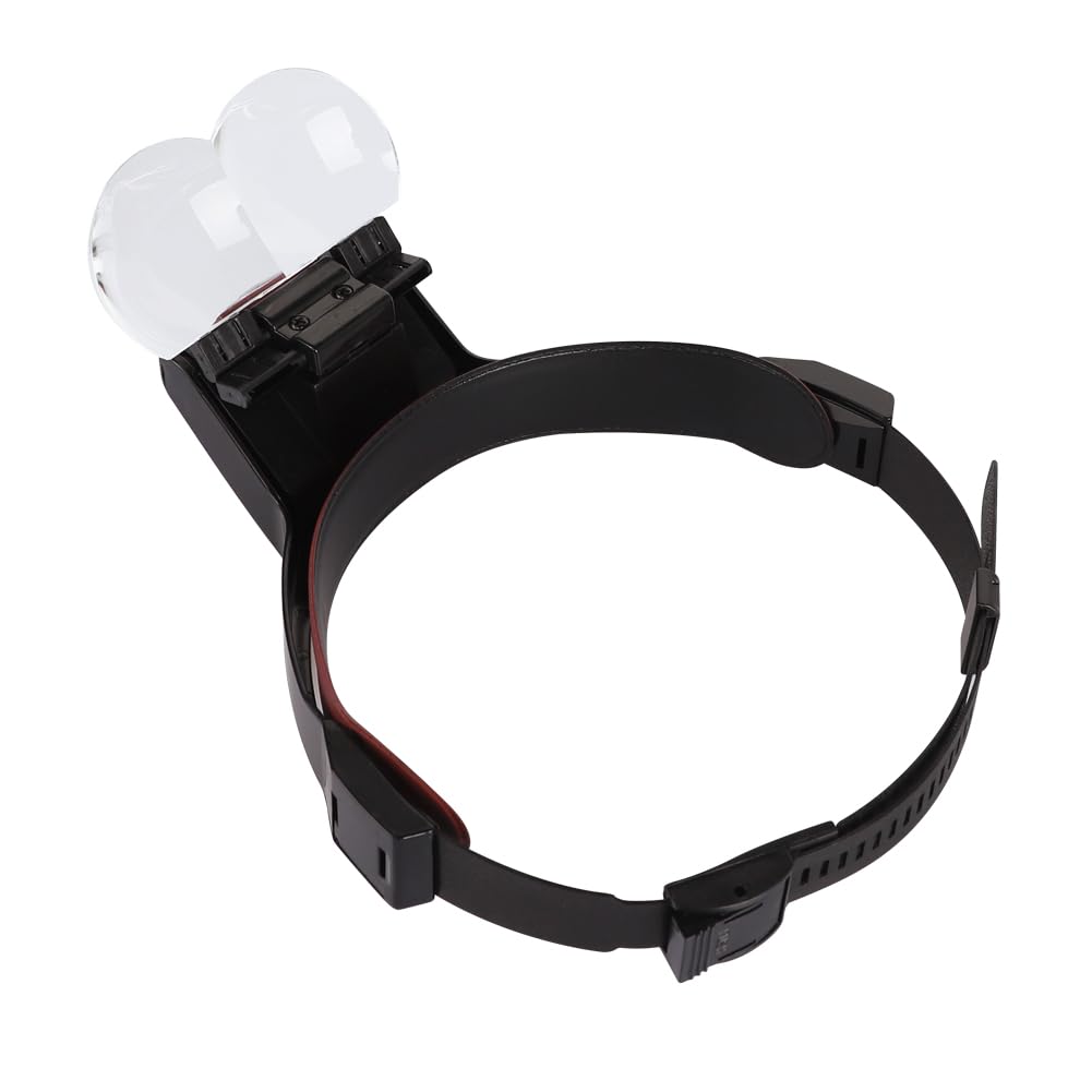 Headband Magnifier Head Mounted Magnifier with LED Light 2 Lights High Power Optical Magnifier with 6 Acrylic Lenses Adjustable Magnifying Glasses