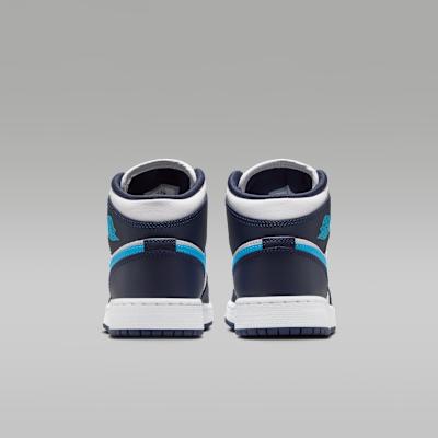 Kids' Sneakers Jordan 1 Mid Obsidian Dark Powder Blue (GS) Obsidian/White/Dark Powder Blue