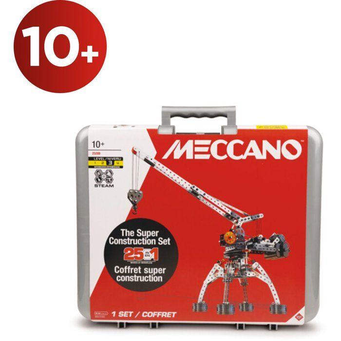 MECCANO - Jeu de construction - Métal - 638 pièces - 10 ans + - 25 modèles + mallette