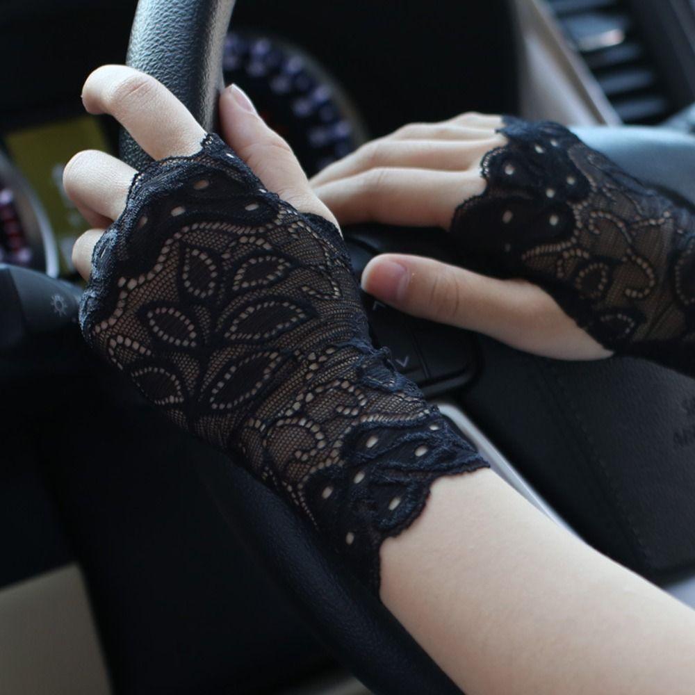Кружевные солнцезащитные перчатки с полупальцами Косплей Кружевные перчатки без пальцев для вождения и езды на велосипеде Косплей