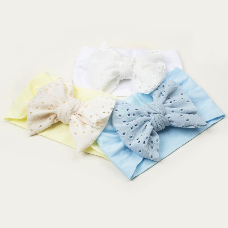 Spring thin baby bow nylon hair accessories, children's soft and comfortable solid color headscarf, baby headband