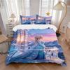 Elsa'S Winter Fantasy Print 3Pcs Bedding Setduvet Cover With 2 Bedropillowcase Home Birthday Gift
