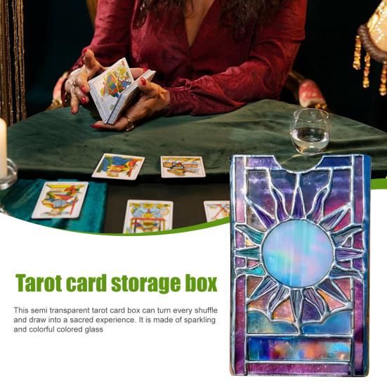 Кейс для карт Таро из витражного стекла Мистическое Солнце и Луна Держатель для карт Таро Ручная работа Защитный кейс для хранения карт Таро стандартного размера