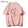 Shellsuning Kawaii футболки с принтом в виде сердца женские летние простые свободные футболки с круглым вырезом повседневные хлопковые женские топы на мягкой основе