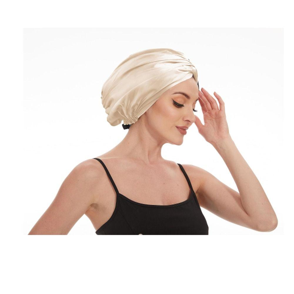 Регулируемая шелковистая атласная шапочка для волос с двумя слоями, модная шелковая повязка для волос для сна