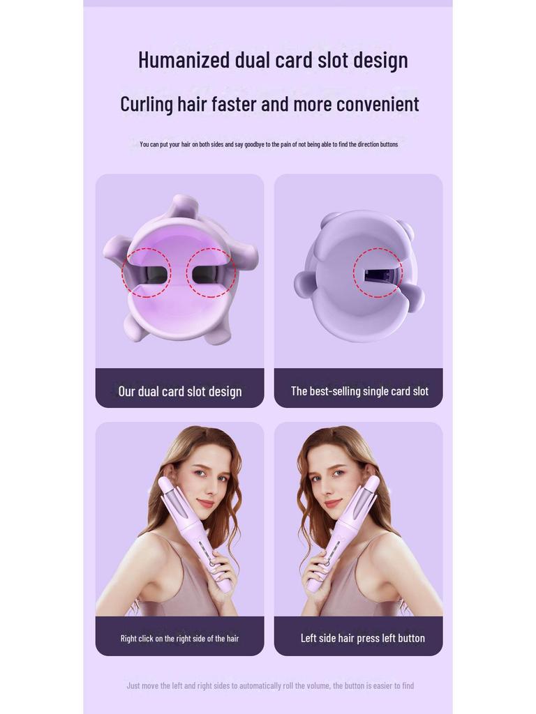 Automatic 32mm Dual-Slot Curling Iron: Long-Lasting Waves, Gentle On Hair, Dorm-Friendly Low Power