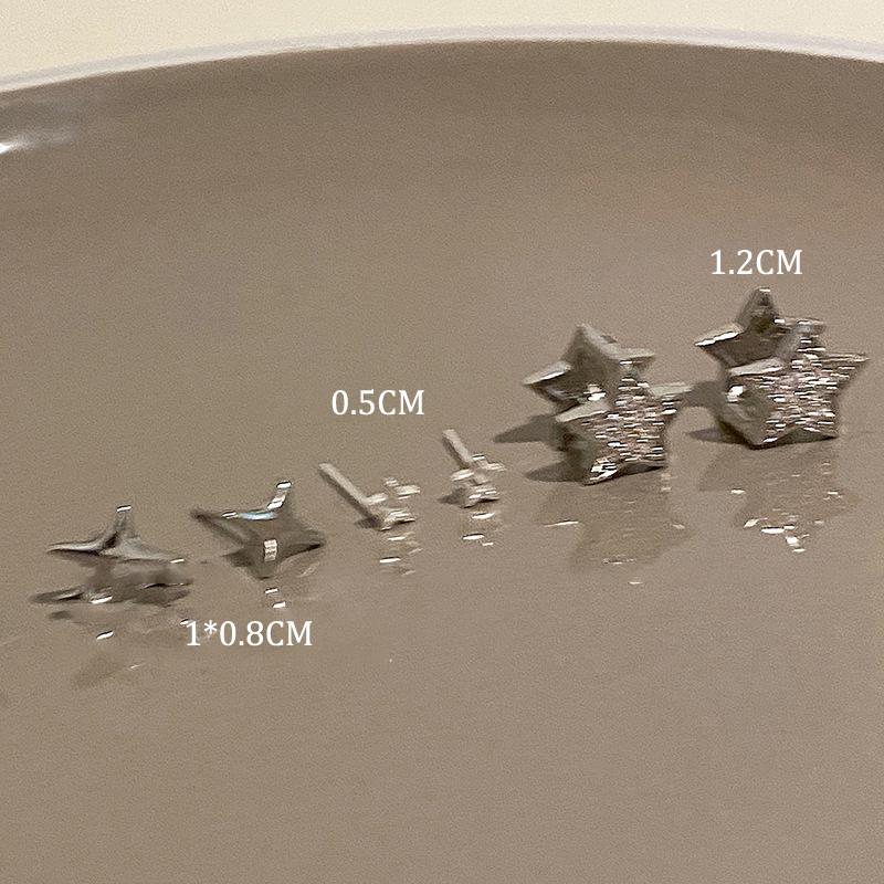 Trend Silver Color Plated Hollow Star Hoop Earrings For Women Fashion Crystal Ear Studs Y2K Accessories Aesthetic Jewelry Gift