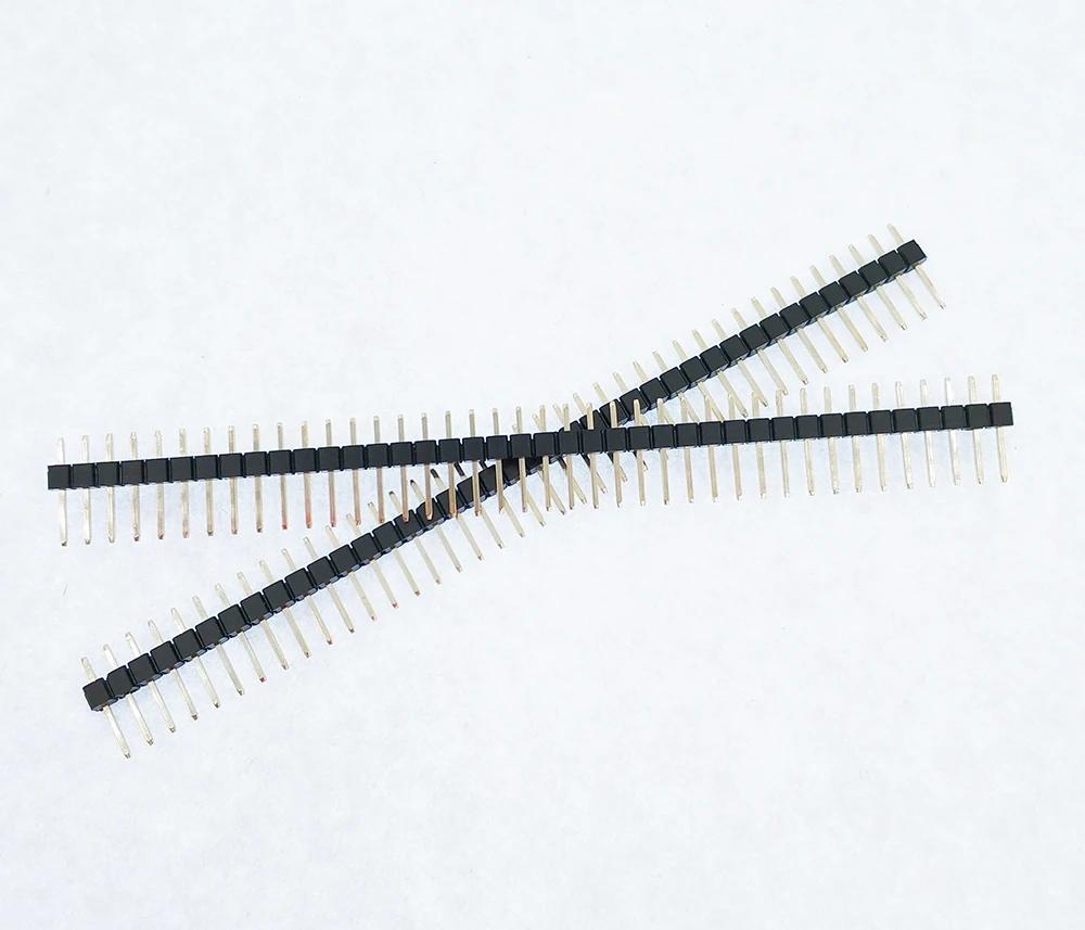 10pcs 2.54mm 1X40P L7.5/11.4-40mm Long Single Row Straight Stackable Wire Jumper Brass Goldplated PCB Connector Male Pin Header