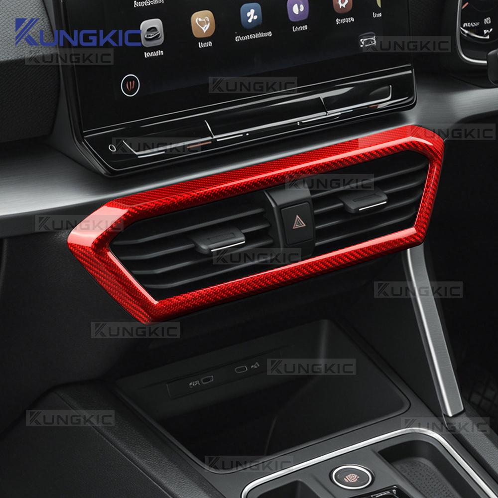 Real Hard Carbon Fiber Trim For Cupra Formentor/Cupra Leon/Seat Leon 2021 2022 2023 2024 2025 2026 Car Center Console Air Outlet