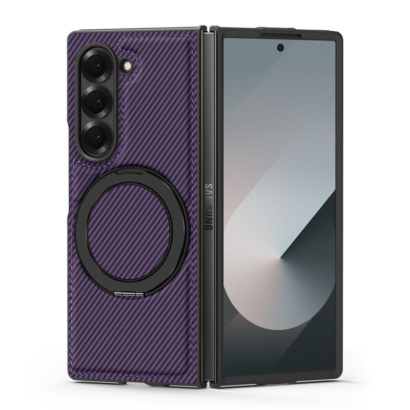 Роскошный чехол из углеродного волокна с текстурой для телефона Samsung Galaxy Z Fold6 Fold5 Fold4 Fold3 с беспроводной зарядкой, противоударный магнитный держатель, 2 шт., складной чехол