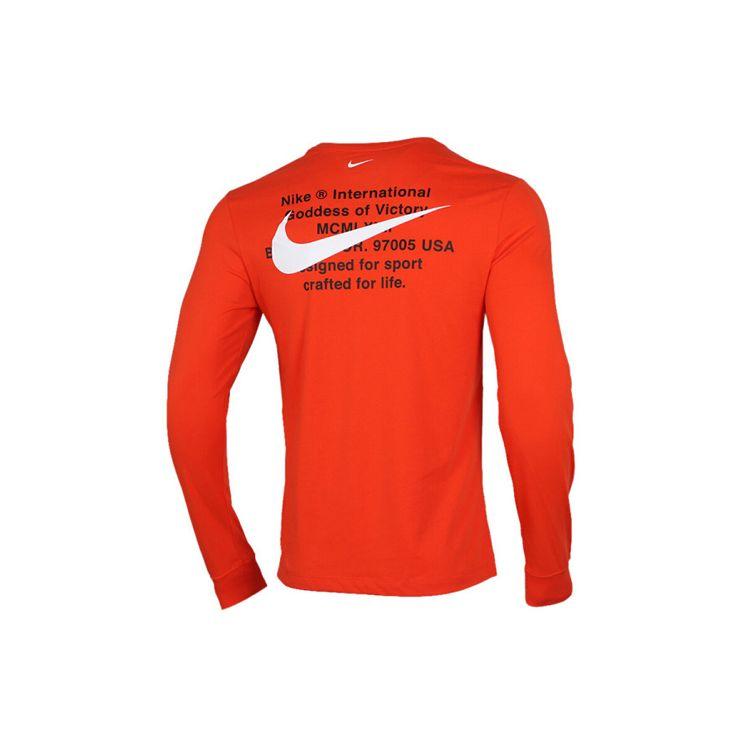 Nike Футболка с круглым вырезом и длинным рукавом Double Swoosh, мужская, оранжевая, CK2260-891