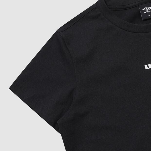UMBRO [Быстросохнущая] Свежая женская укороченная футболка с надписью, короткий рукав, черная Ur122Srs11
