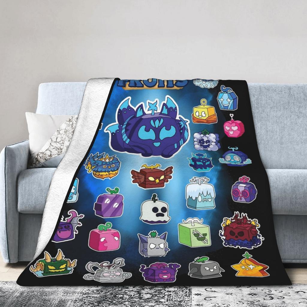 B-Blox Kitsune All Characters Fruits Fashion Blanket Game Cartoon Fuzzy Throw Fashion Blanket Decoration Ultra-Soft Warm Bedspread Multifunc