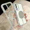Прозрачный Алмазный Блеск для Чехла Magsafe Для Samsung Galaxy S25 S24 S23 Plus Ultra A16 A15 A35 A55 A36 A56 Магнитная Крышка