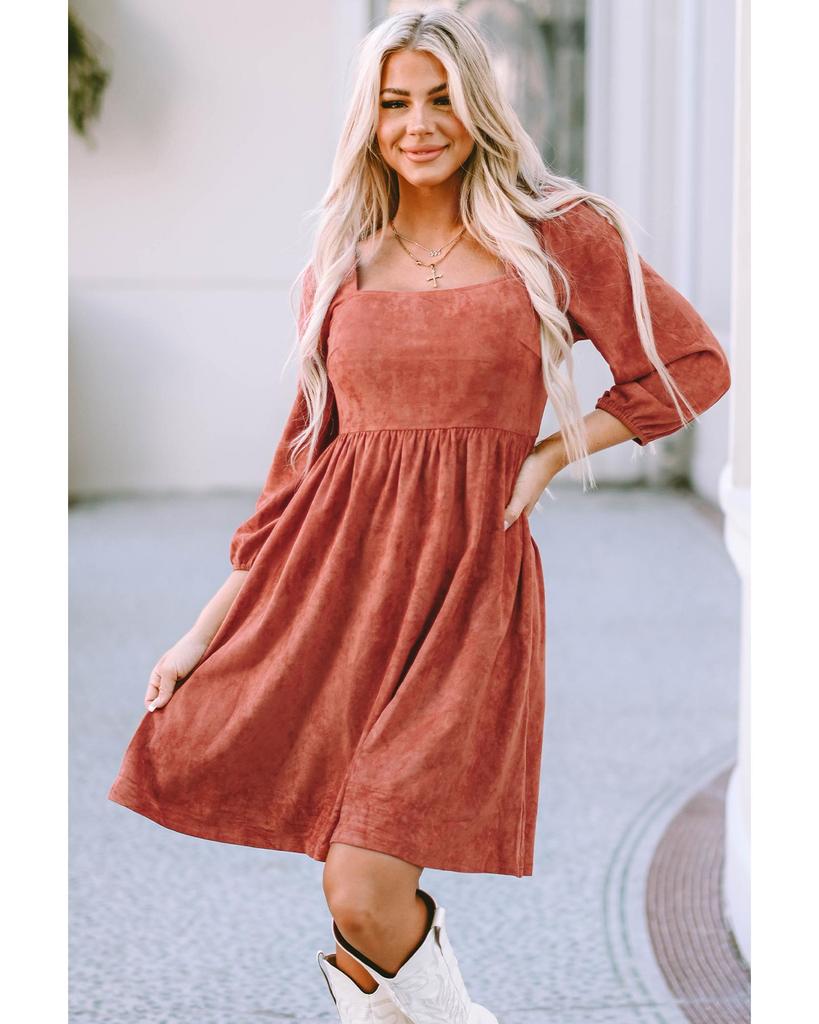 Azura Exchange Элегантное платье с квадратным вырезом и рукавами-фонариками