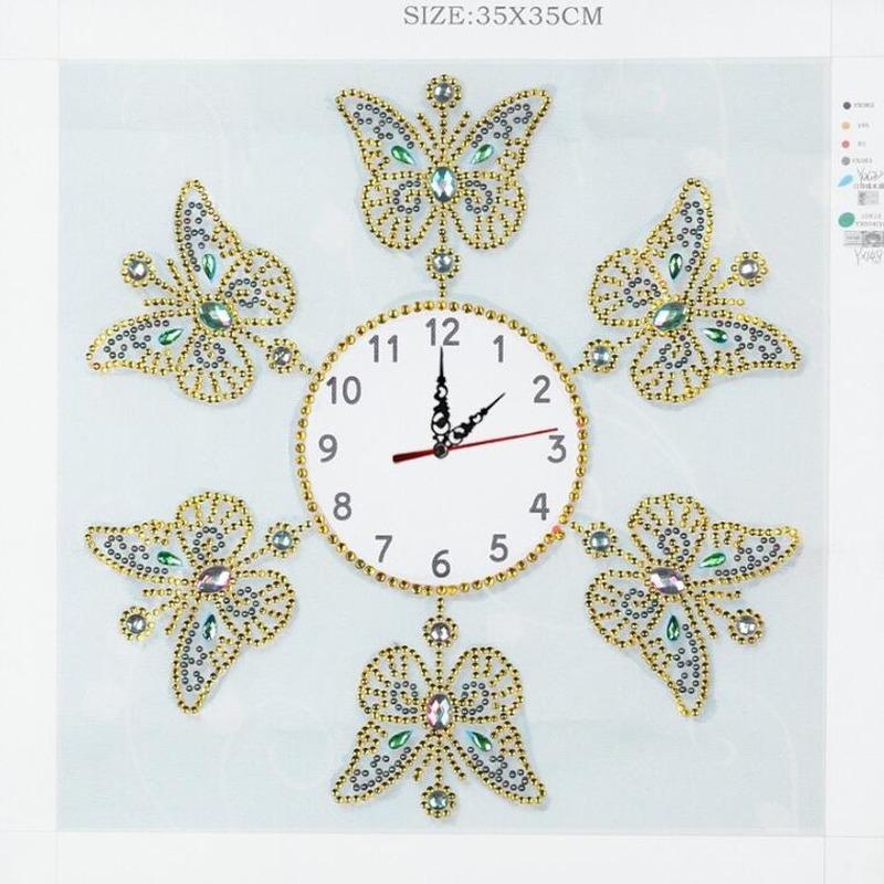 Настенные часы «сделай сам», алмазная живопись, сверла специальной формы, настенные часы с вышивкой, цветок, бабочка, вышивка крестиком, часы