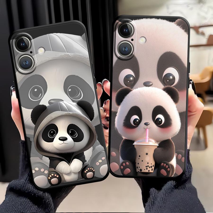 Чехол для телефона Funda для Apple iPhone 17 Pro Max 16 11 12 Air 15 Pro 7 8 13 14 XR XS MAX Милый панда