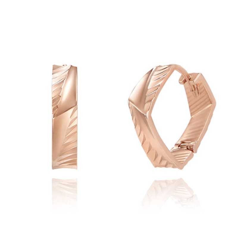 ELLE Jewelry 14K Square Cut One-Touch Earrings (Gold Pin) ELGPEE434