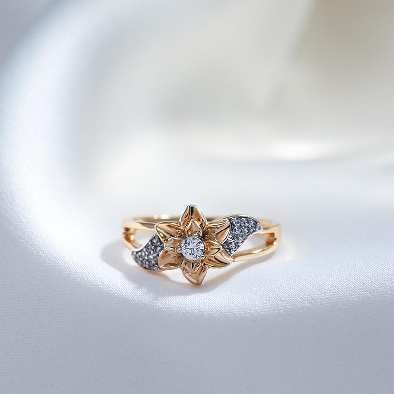 Кольца с цветами цвета розового золота для женщин, винтажные, с натуральным цирконом, свадебные украшения для невесты, роскошное кольцо