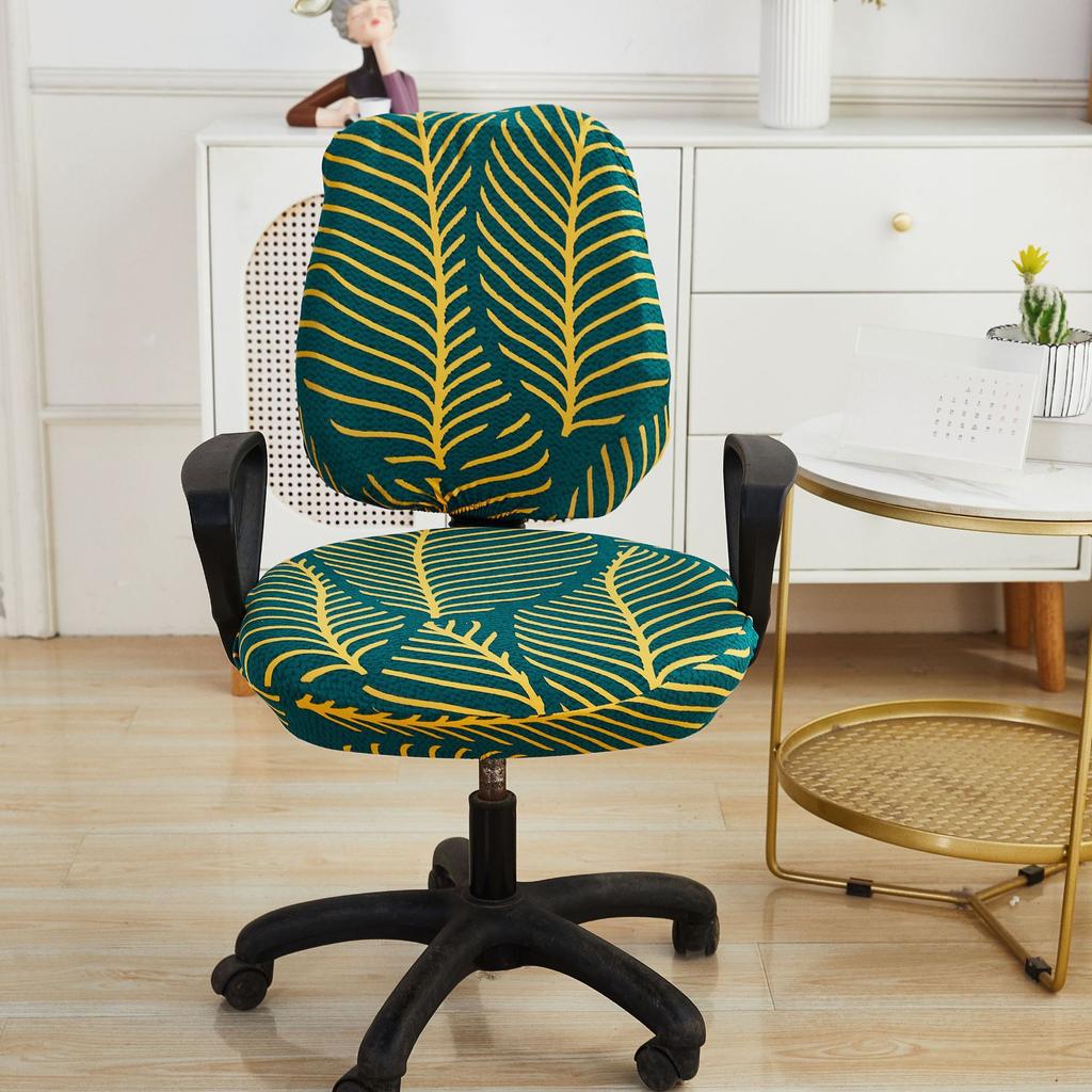2024 Printed Split Chair Cover Elastic Office Split Seat Cover Home Computer Chair Cover