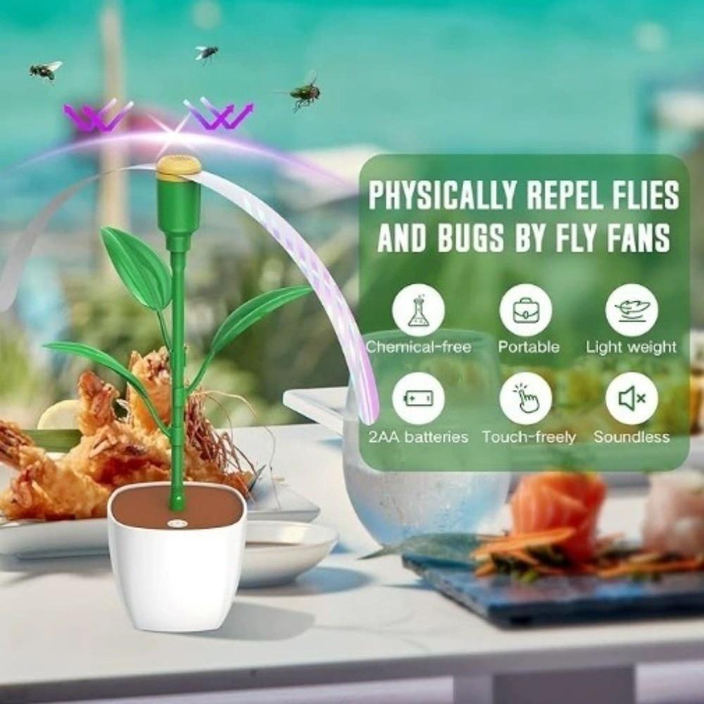 Easy-carry Portable Desktop Fly Fan Foldable Flower Pot Fly Repellent Fan Soundless Safe Food Fan Cooking