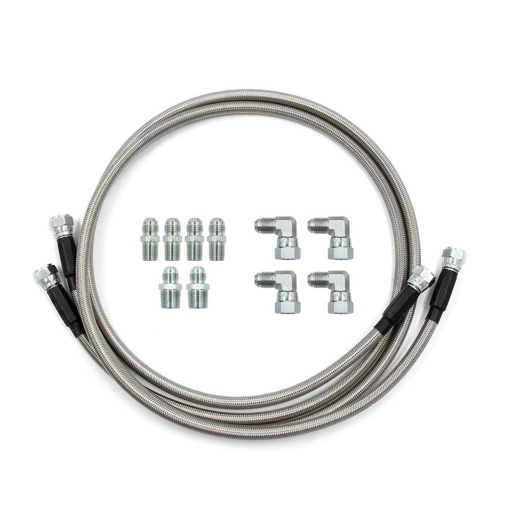 52" Length SS Braided Transmission Cooler Hose Lines For TH350 700R4 TH400