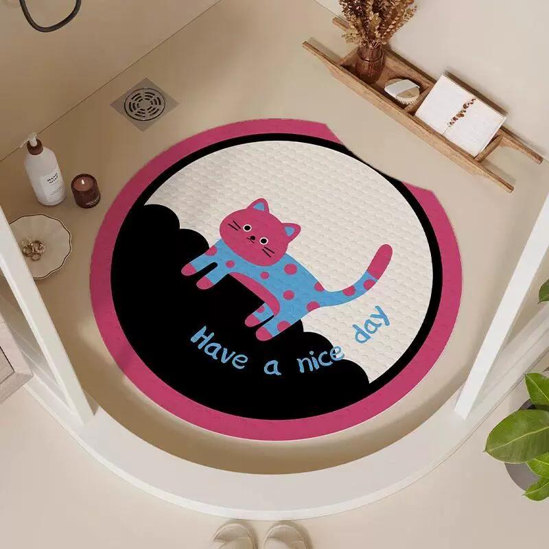 Kitten Bathroom Absorbent Floor Mat, Bathroom Foot Mat, Non-Slip Entrance Door Mat, Thickened, Stain-Resistant, No-Wash Absorbent Mat