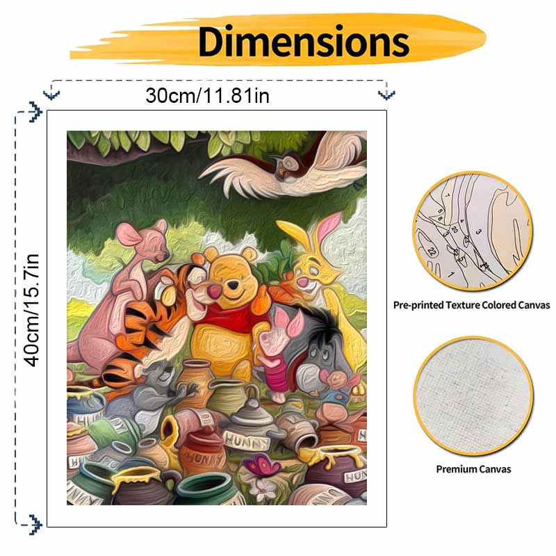 Disney Винни-Пух Масляная Живопись Набор для Рисования Домашний Декор Стены Ручная Работа Подарок DIY Холст Настенное Искусство Мультяшные Персонажи Декоративный Набор для Хобби