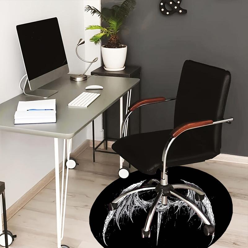 1pc Office Carpet Chair Mats Gothic Winged Skull with Spear Perfect for Decorating Office Chairs, Living Rooms, Or Bedrooms.YDT135