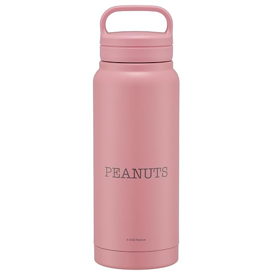 Skater Insulated Stainless Steel Mug Bottle, 500ml, with Screw Handle, Snoopy Smoky Pastel Pink, STS