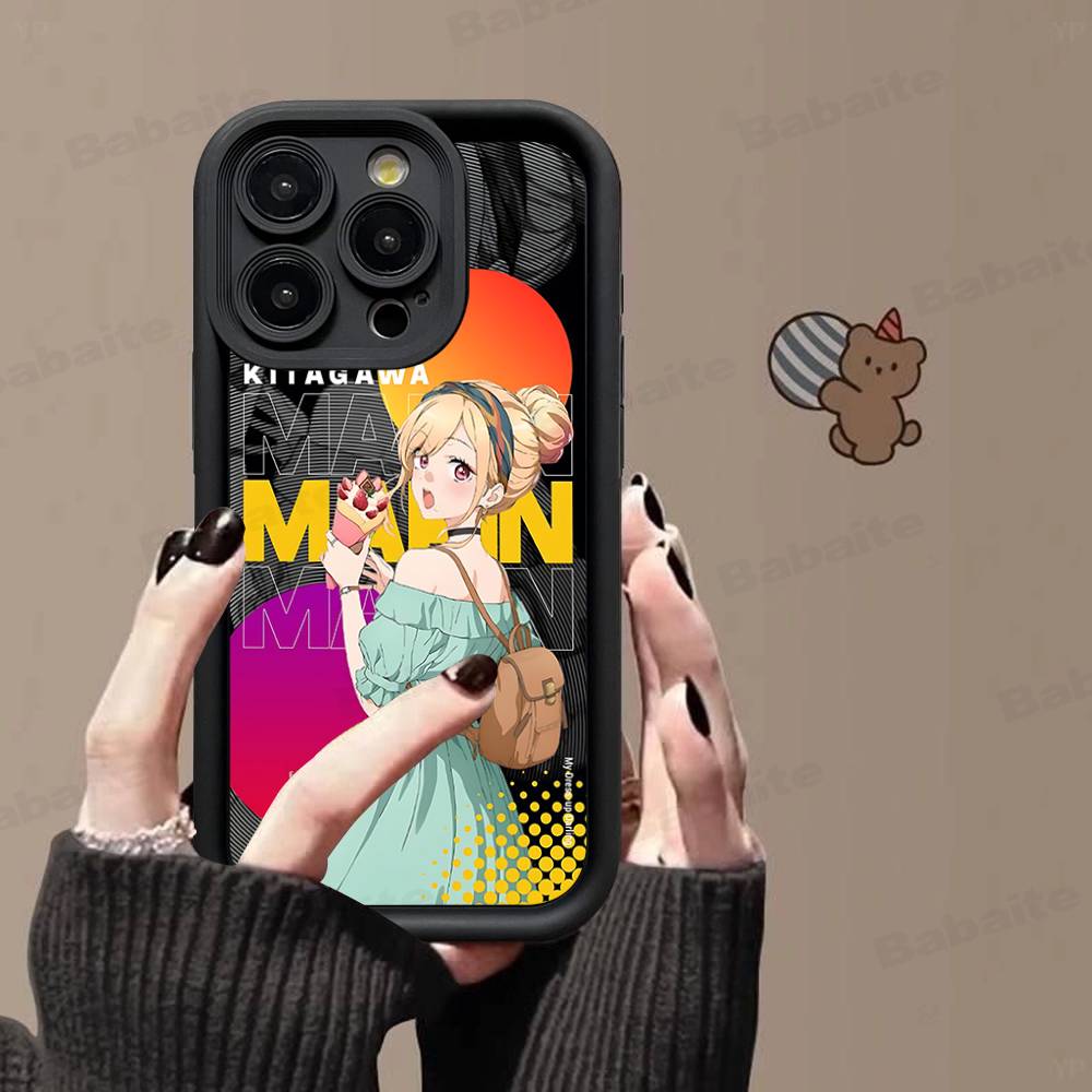 Чехол для телефона с аниме Мариной Китагавой Для iPhone 17 16 15 14 13 12 11 Pro Max Plus Черный Полное покрытие ТПУ