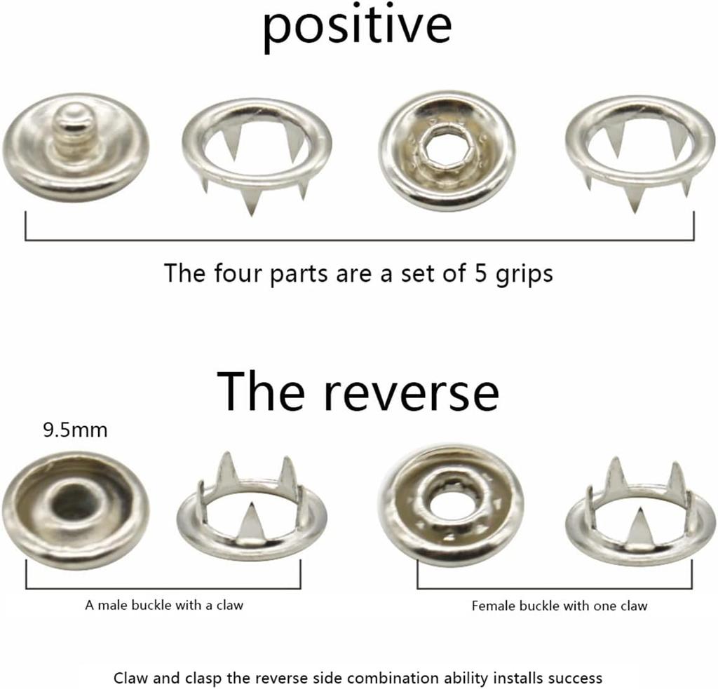 Five Claw Buckle Clamp Set, Baby'S Clothes And Shoes Invisible Color Metal Buckle, Shoe Bag Belt Hole Snap Button Plier Tool